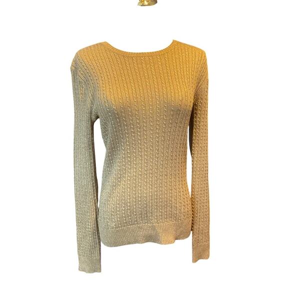Lauren Ralph Lauren Metallic Gold Cable Knit Size M - Picture 3 of 8